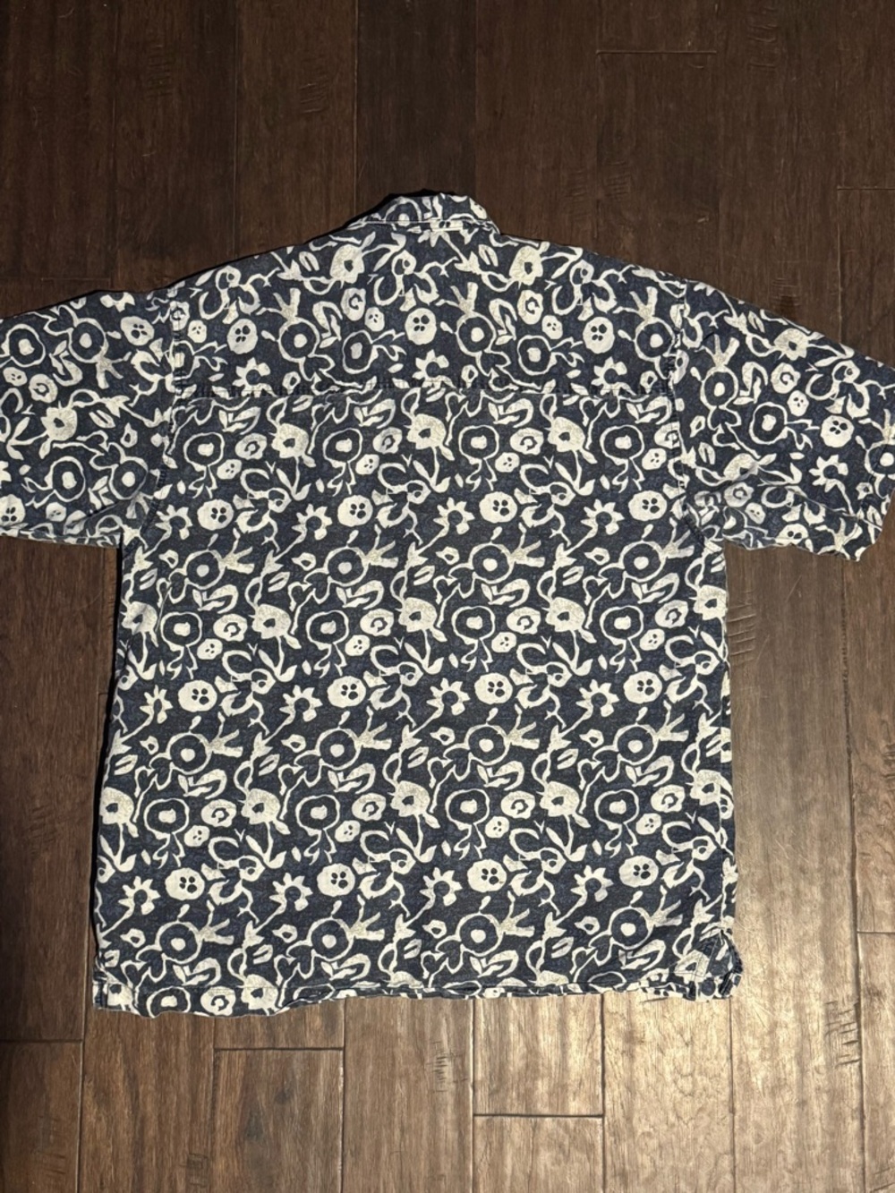 Men's Navy/gray and white Hawaiian Short-Sleeve Shirt